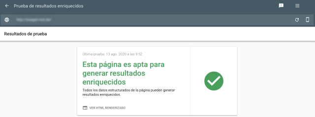 La captura de pantalla del test de resultados enriquecidos de Google Search Console muestra un resultado positivo. Esto significa que la página consultada puede mostrar resultados enriquecidos.