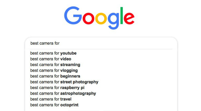 Google zoekresultaten worden getoond. Een voorbeeld van hoe je long-tail keywords kunt zoeken